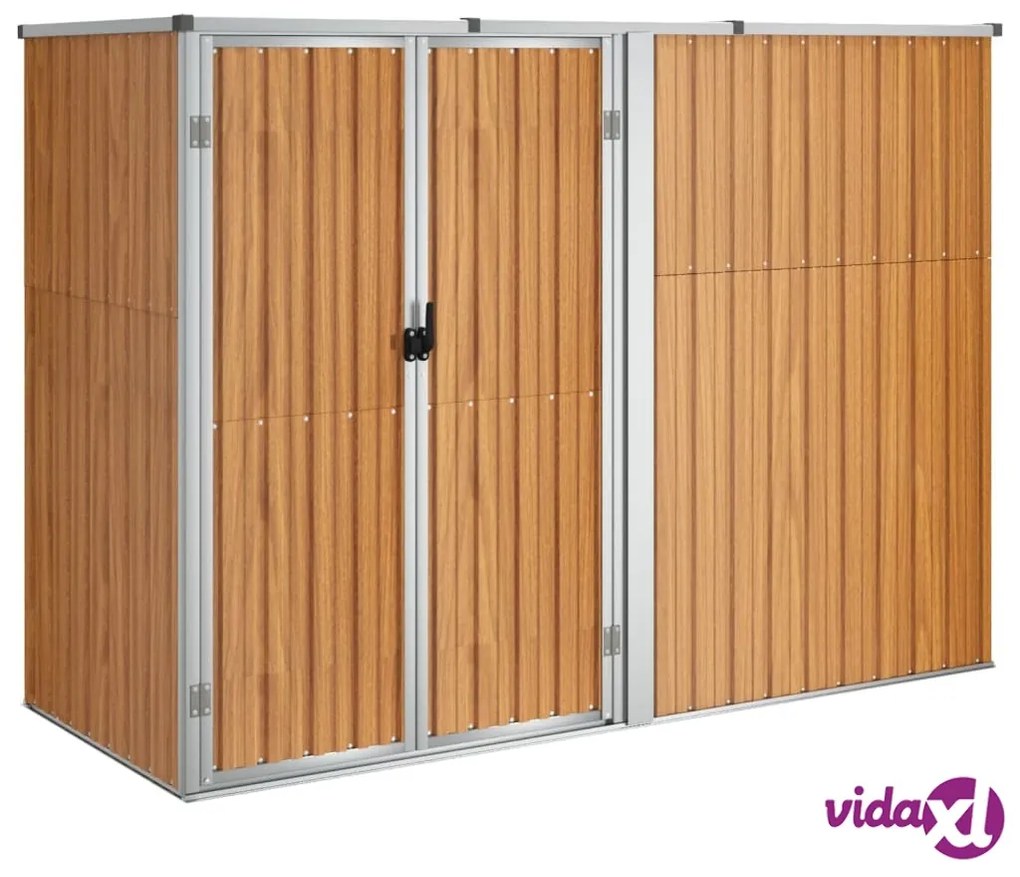 vidaXL Capanno per Attrezzi Marrone 225x89x161 cm in Acciaio Zincato