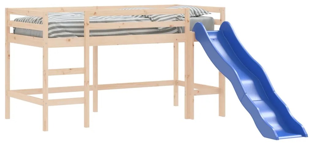 Letto soppalco con scivolo bambini 80x200cm legno massello pino