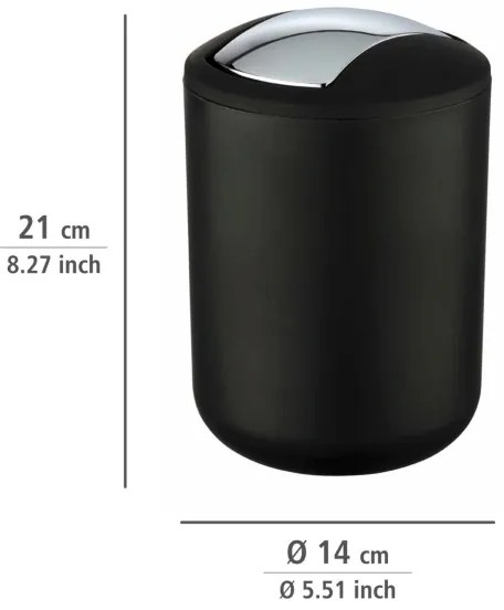 WENKO 21211100 - Cestino BRASIL 14x21 cm, nero/cromo lucido