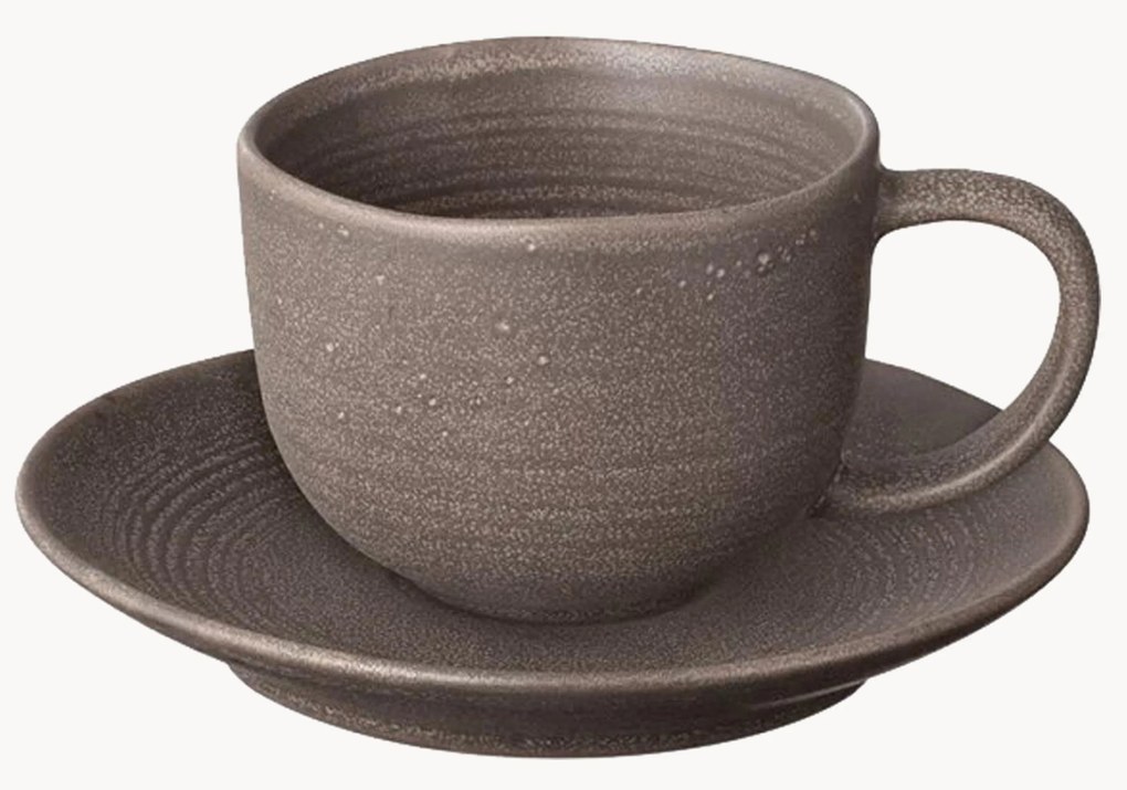 Set di 2 tazze da caffè fatte a mano con piattino Kumi