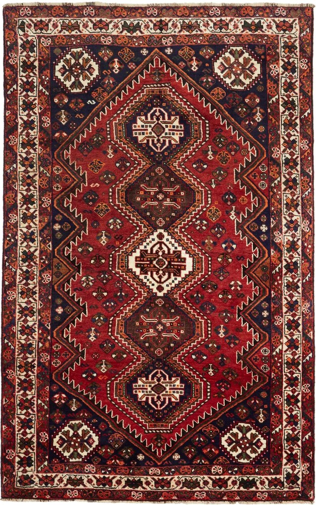 Shiraz Tappeto 160 x 260 Rosso (Iran) Annodato A Mano
