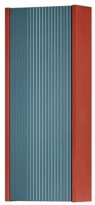 Pensile bagno Niwa laccato opaco paprika con vetro blu pacifico, 1 anta apertura da sinistra P 17 x L 30 x H 78.5 cm