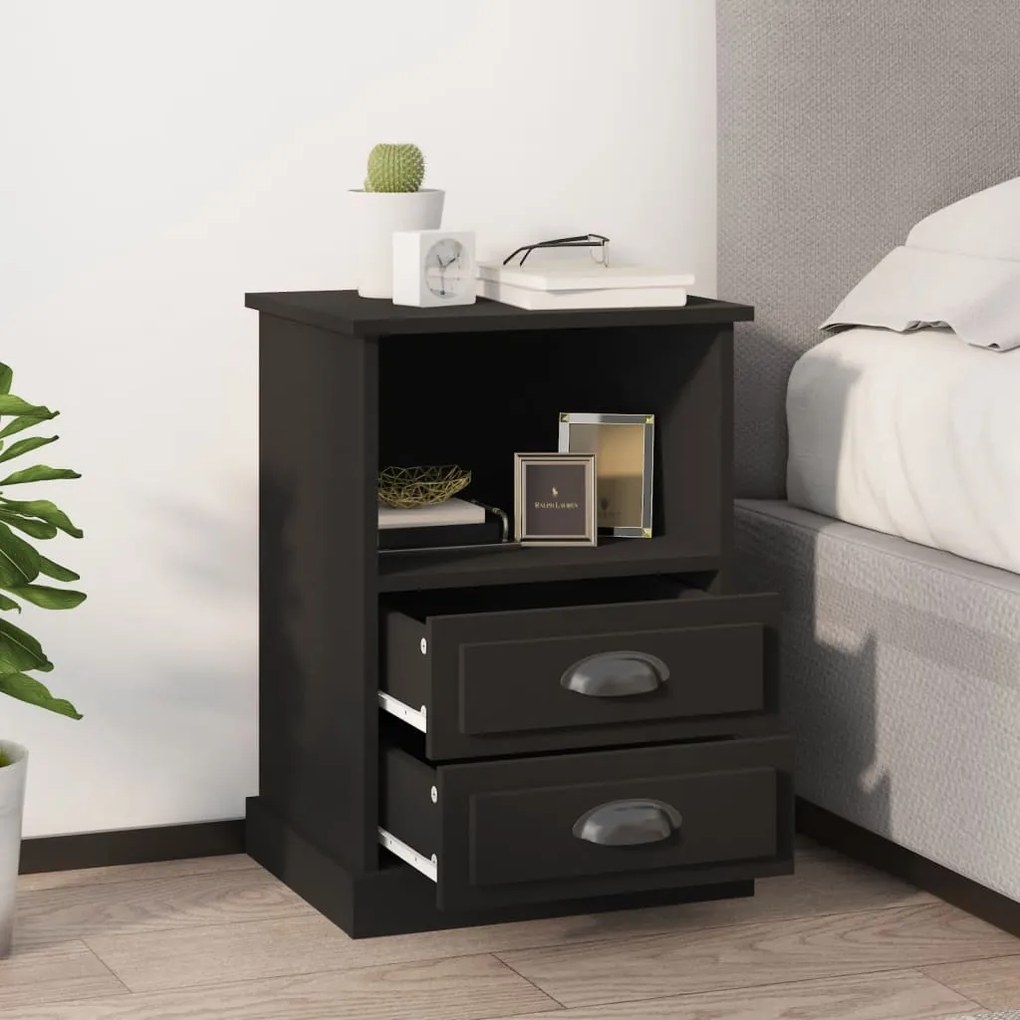 Comodini 2 Pz Neri 43x36x60 Cm /