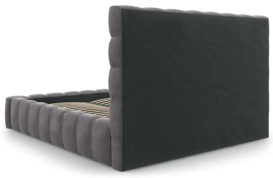 Letto matrimoniale imbottito grigio con contenitore con griglia 200x200 cm Bali - Cosmopolitan Design