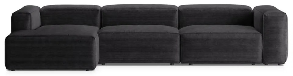 Divano angolare grigio scuro (con penisola a sinistra/con chaise lounge) con rivestimento in velluto a coste Bergamo – Cosmopolitan Design
