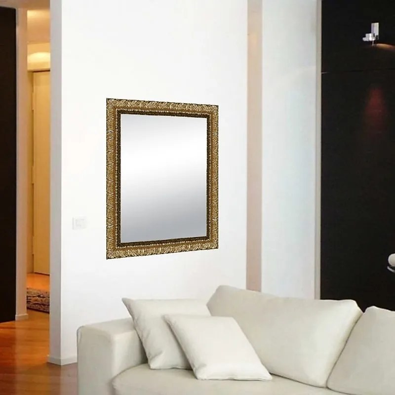 Specchio rettangolare in legno oro 68 x 88 cm