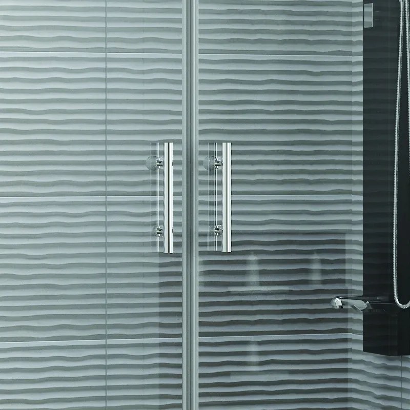 Kamalu - Box doccia in nicchia con doppio battente 65-70cm finitura cromo | KS2800 Saloon