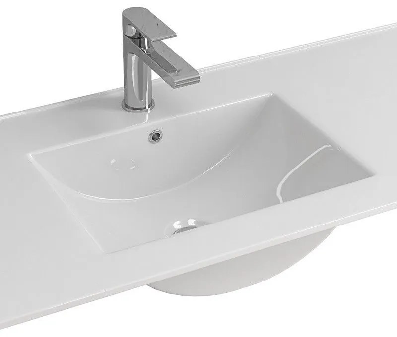 Kamalu - lavabo da  incasso per mobili 120 cm in ceramica bianca | litos-k7012