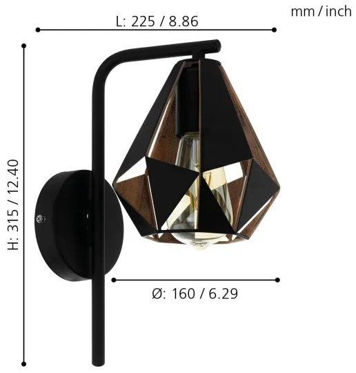 Eglo 43057 - Applique CARLTON 1xE27/60W/230V