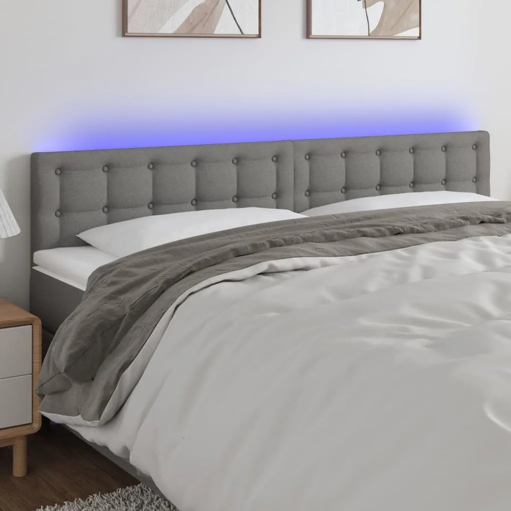 Testiera A Led Grigio Scuro 180x5x78/88 Cm İn Tessuto /