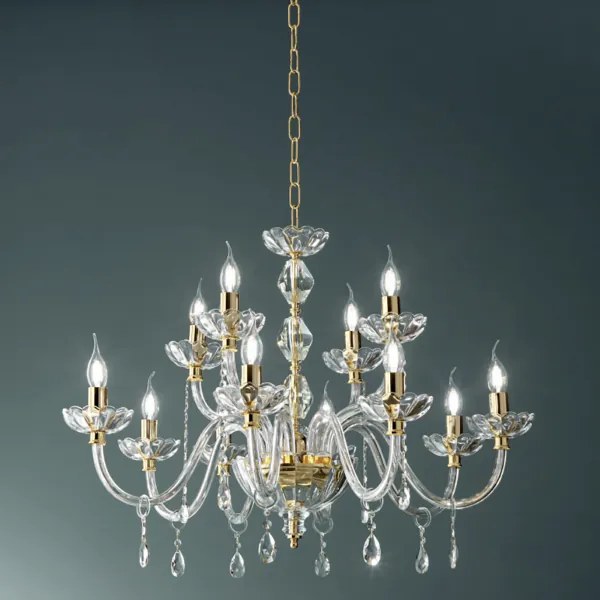 Lampada a sospensione 12 luci - cristallo e vetro D85 cm BRIGIDA
