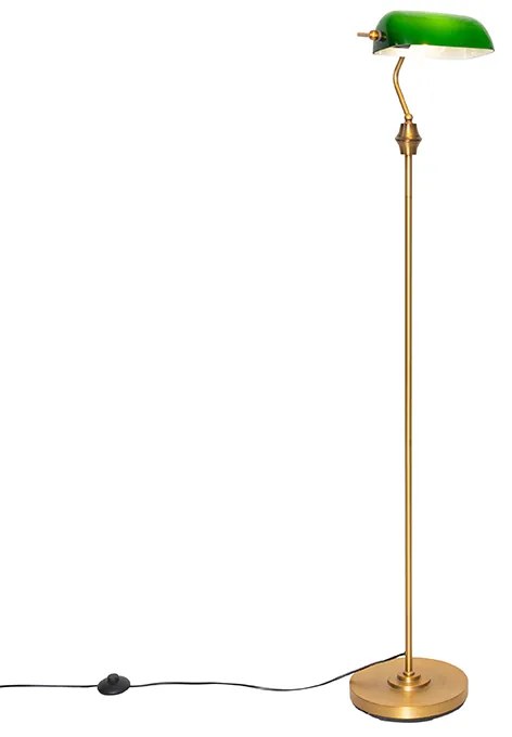 Lampada da terra Smart Banker bronzo con vetro verde incl. WiFi A60 - Banker
