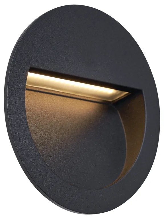 Lampada da parete a incasso moderna nera con LED IP65 - Gem