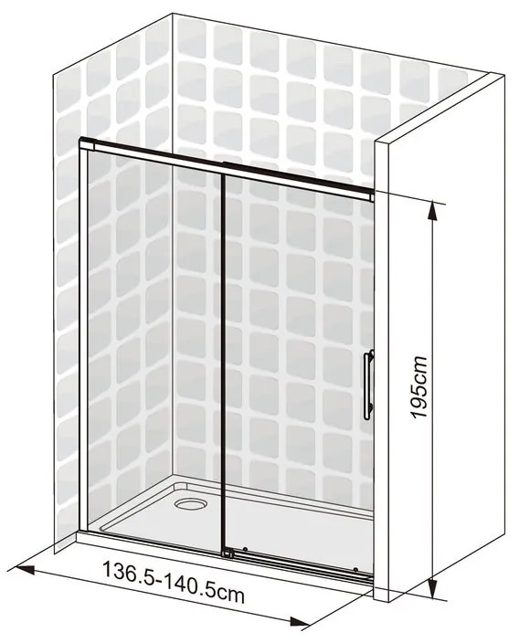 Porta doccia scorrevole Remix2 L 140 x H 195cm, Sp. 5 mm in vetro profilo cromo