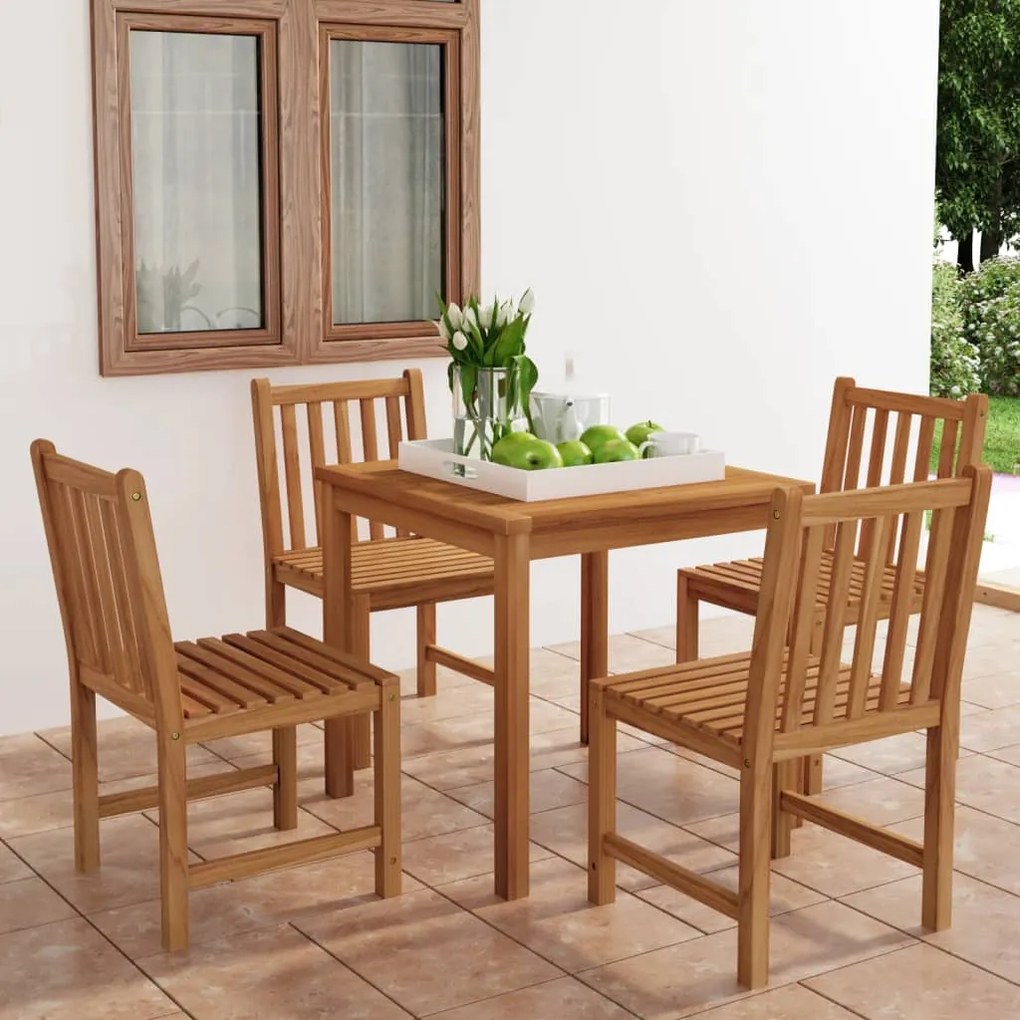 Set da pranzo per esterni 5 pz in legno massello di teak