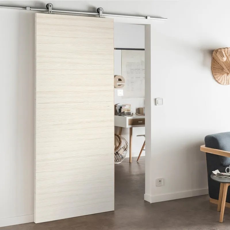 Porta scorrevole reversibile Oxford palissandro in mdf beige, L 93 x H 212 cm, con binario Loft Alluminio