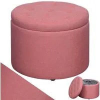 Pouf Contenitore Poggiapiedi in Tessuto Rosa Sgabello con 12 Scomparti Interni