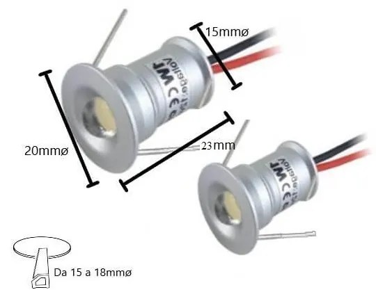 Kit 2 Faretti Segnapasso LED 1W - IP44 Colore Bianco Caldo 3.000K