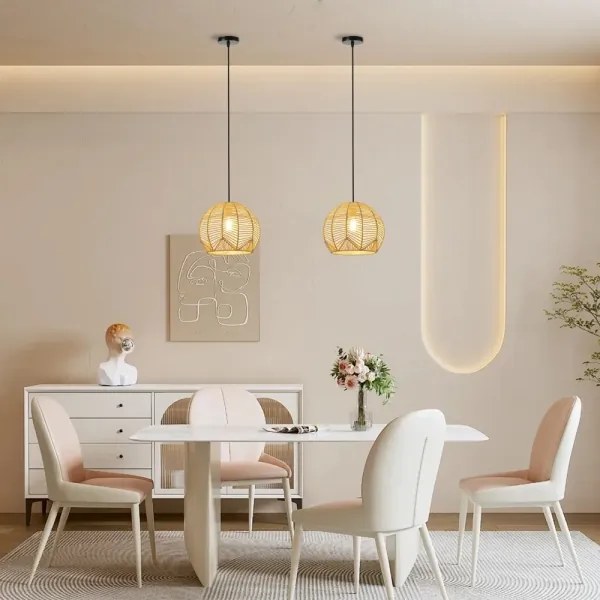 Immax 08258L - Lampadario a sospensione con filo PELO 1xE27/40W/230V diametro 30 cm rattan