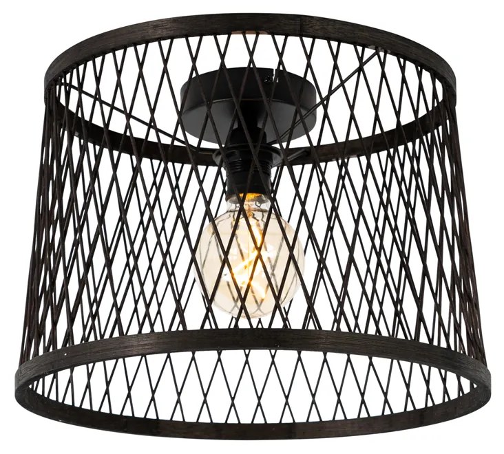 Lampada da soffitto rustica in rattan nero 40 cm IP44 - Calamus
