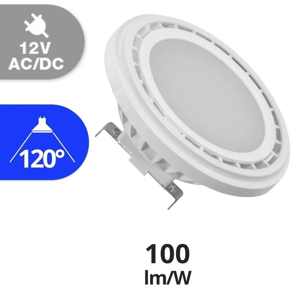 Lampada LED G53 15W angolo 120° 12V AC/DC Colore Bianco Caldo 3.000K