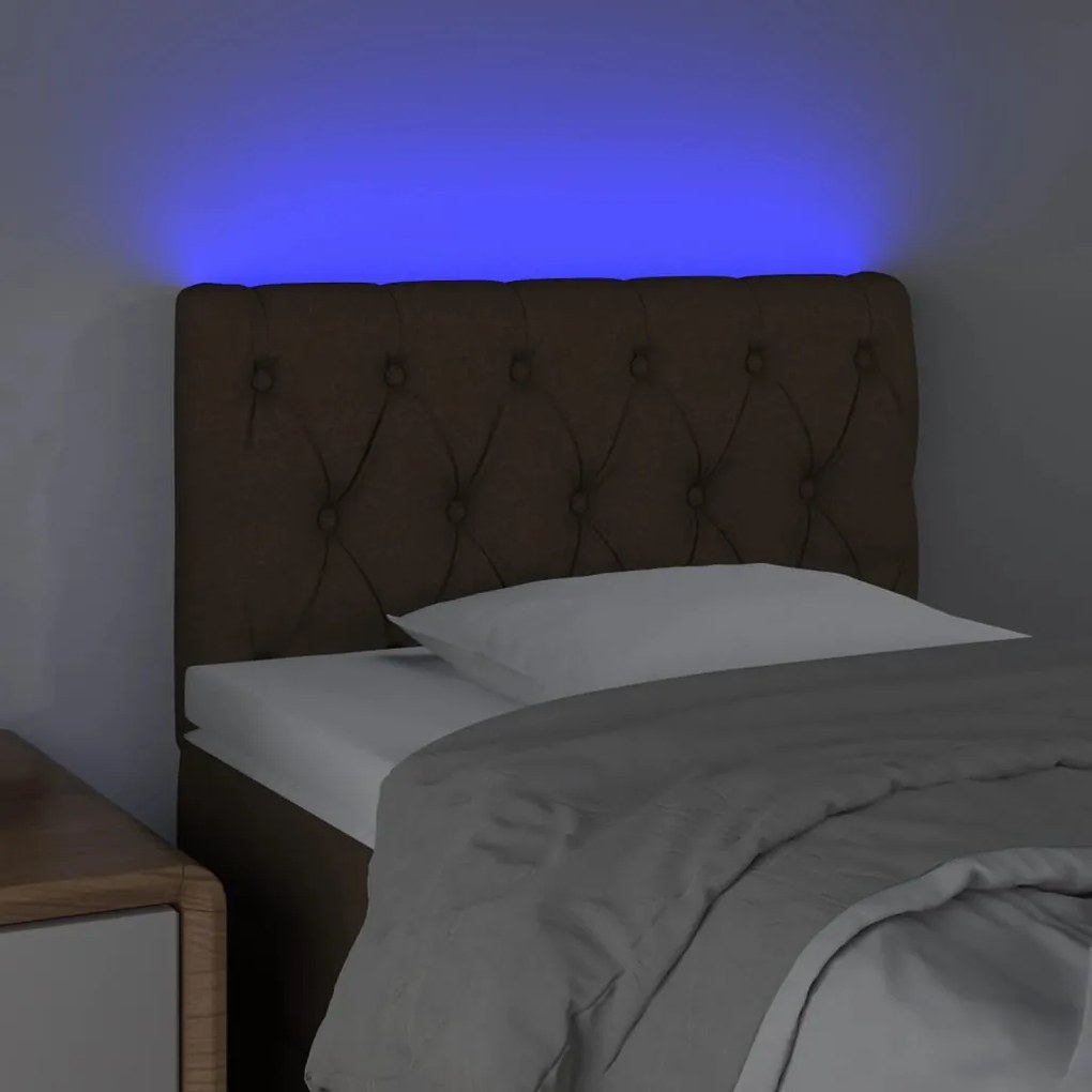 Testiera a led marrone scuro 80x7x78/88 cm in tessuto