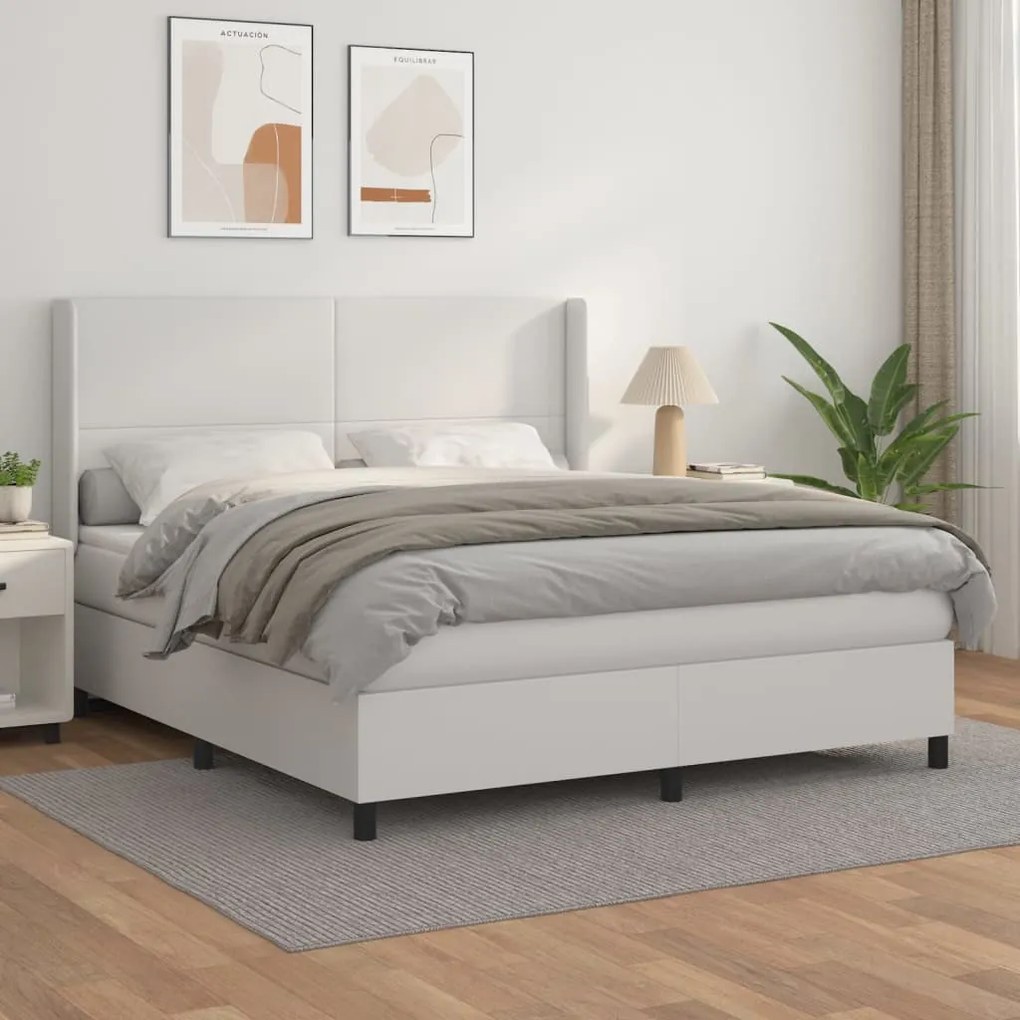 Giroletto A Molle Con Materasso Bianco 160x200 Cm İn Similpelle /