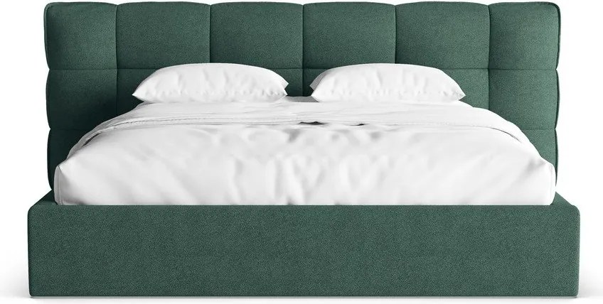 Letto matrimoniale imbottito verde scuro con contenitore con rete inclusa 200x200 cm Eric – Micadoni