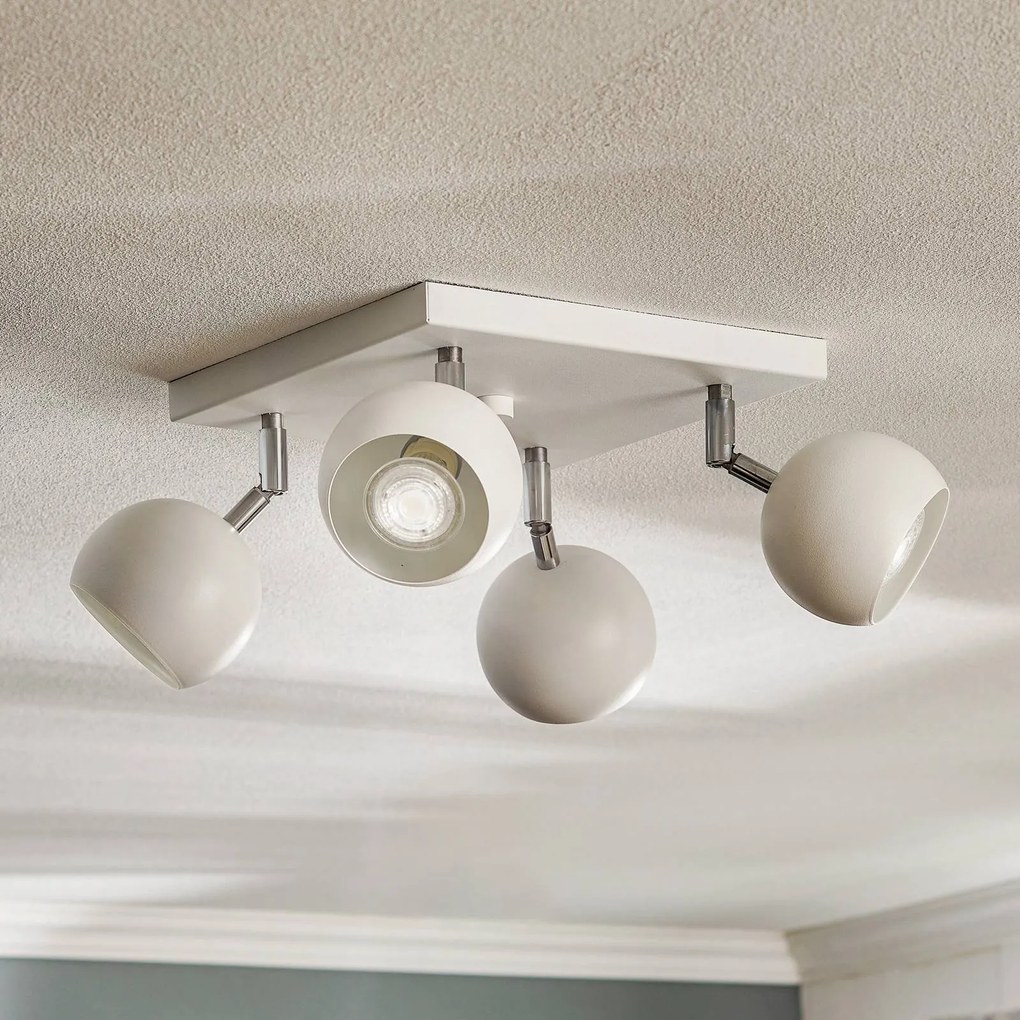 SOLLUX LIGHTING Faretto da soffitto Flame, bianco, 4 luci quadrato