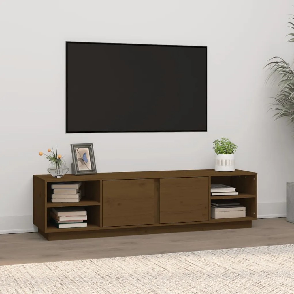 Mobile Porta Tv Ambra 156x40x40 Cm İn Legno Massello Di Pino /