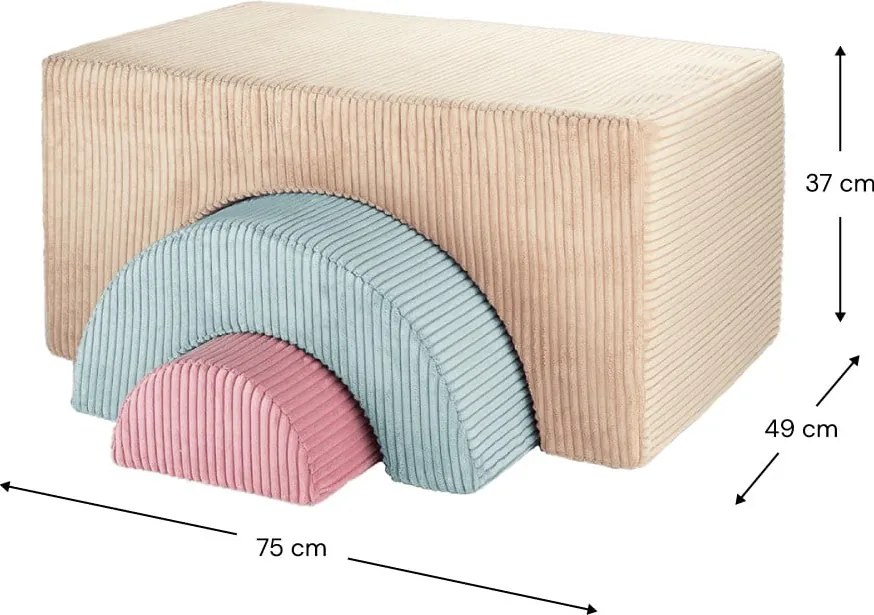 Gioco per psicomotricità marrone chiaro in velluto a coste 3 pz altezza totale 37 cm 75x49 cm Rainbow Montessori – Wigiwama