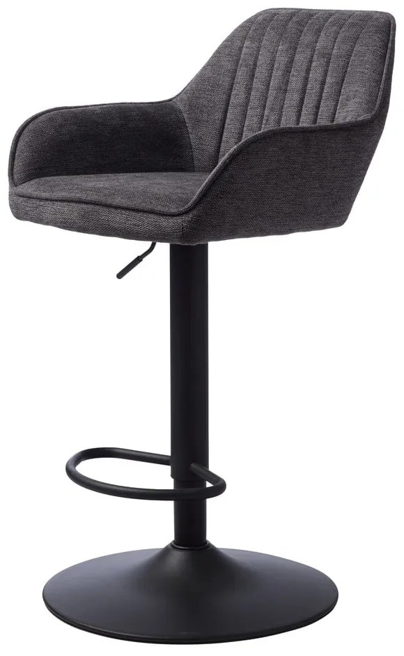 Sgabello da bar grigio scuro imbottito con altezza regolabile/con braccioli (altezza della seduta 65 cm) Nolan – Unique Furniture