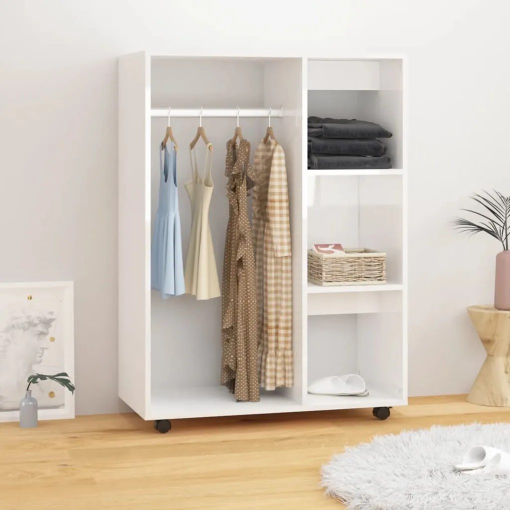 Armadio Bianco Lucido 80x40x110 Cm İn Legno Multistrato /