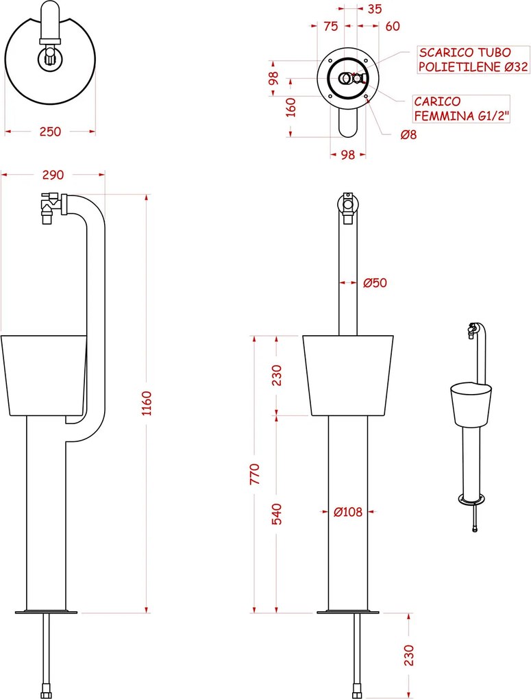 Fontana da Giardino con Rubinetto e Secchio Belfer 42/ARC Cactus Antracite...