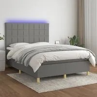 Letto a Molle Materasso e LED Grigio Scuro 140x190cm in Tessutocod mxl 75027