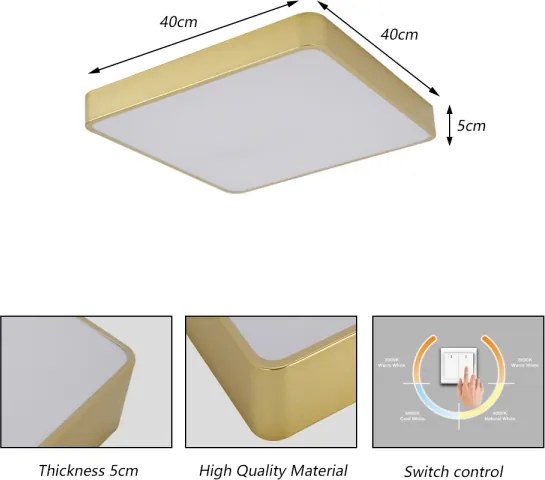 Brilagi - Plafoniera LED POOL LED/36W/230V 3000/4000/6000K 40x40 cm dorata