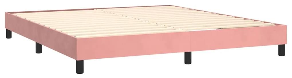 Giroletto a molle con materasso rosa 160x200 cm in velluto