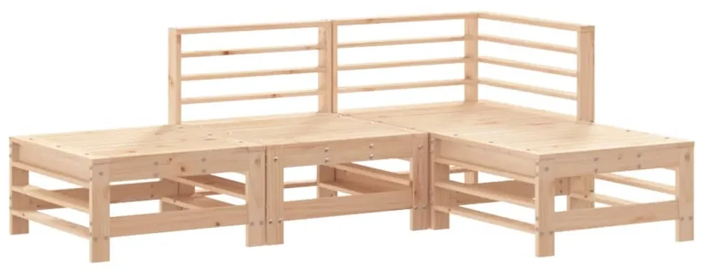Set salotto da giardino 4 pz in legno massello di pino