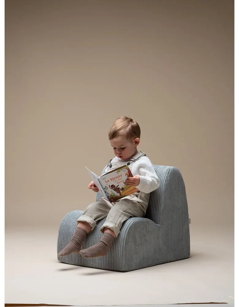 Poltrona per bambini color menta con rivestimento in velluto a coste Cloud – Wigiwama