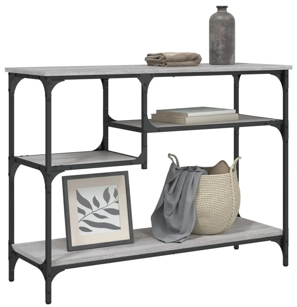 Tavolino Consolle Con Ripiani Grigio Sonoma 100x35x75 Cm /