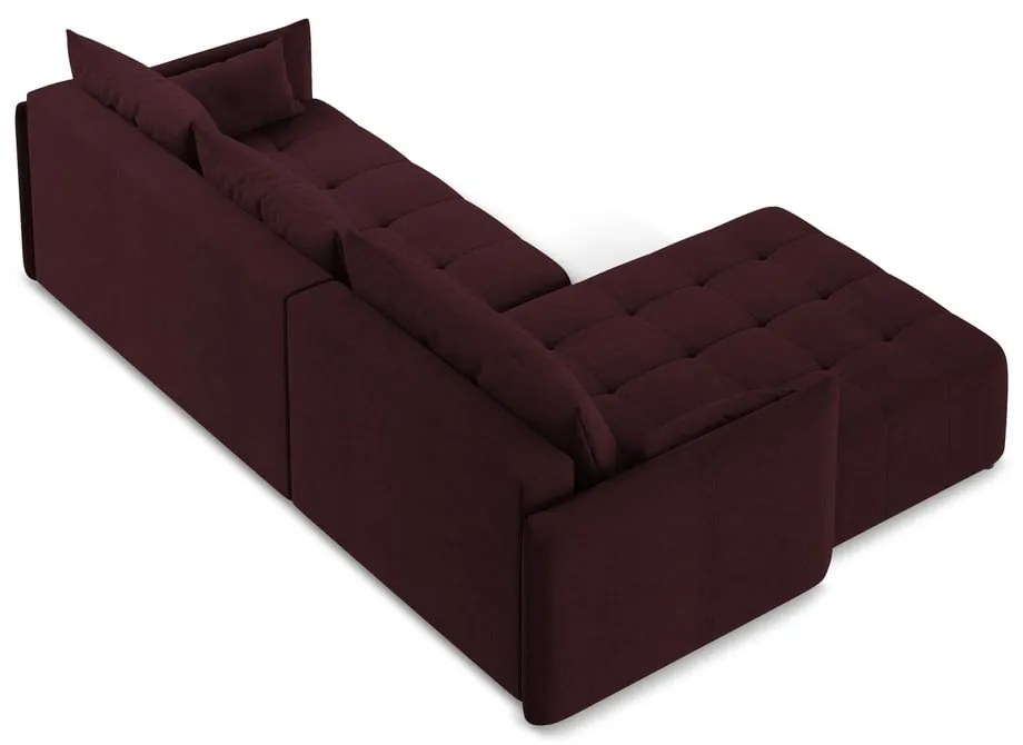 Divano angolare burgundy allungabile/con contenitore (con penisola a sinistra/con chaise lounge) Moku – Makamii