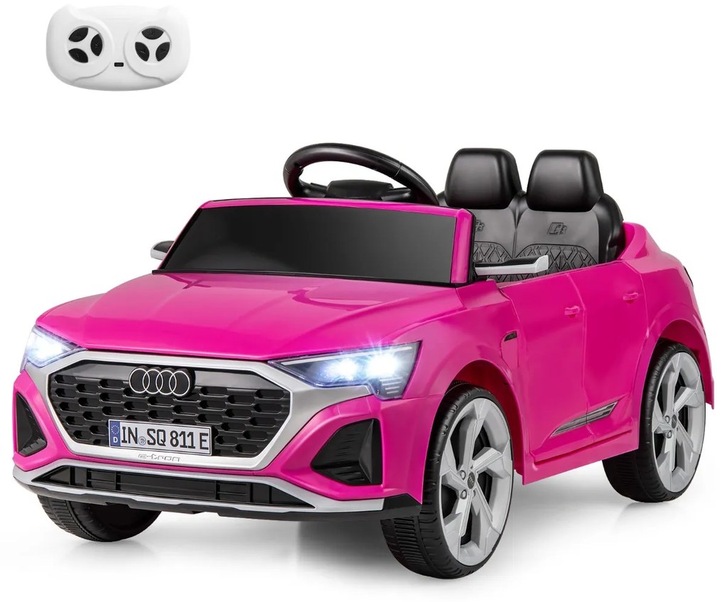 Costway Auto elettrica per bambini audi sq8 licenziata, Veicolo 12V con telecomando clacson luci LED musica e 3 velocità 2 Colori