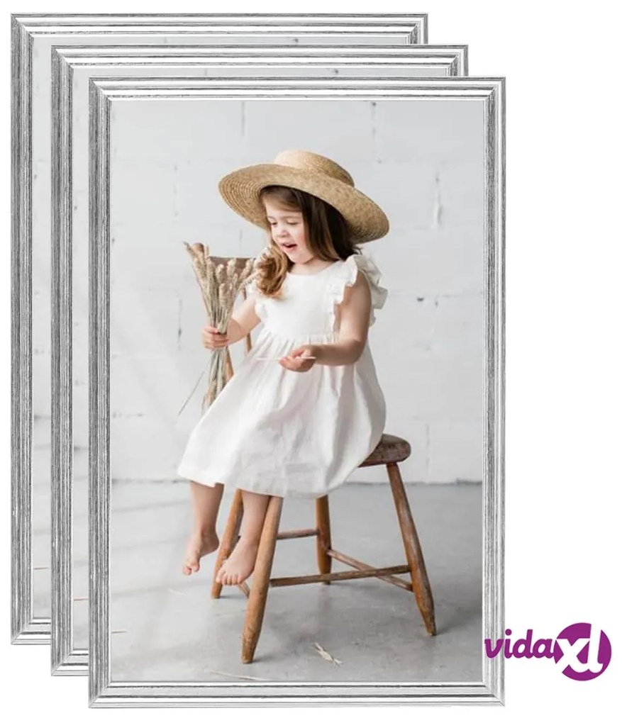 vidaXL Cornici Foto Collage 3 pz per Tavolo Argento 21x29,7 cm