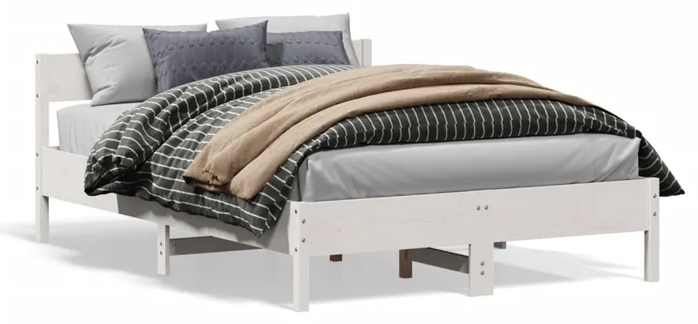 Letto Senza Materasso Bianco 140x190 Cm Legno Massello Di Pino /