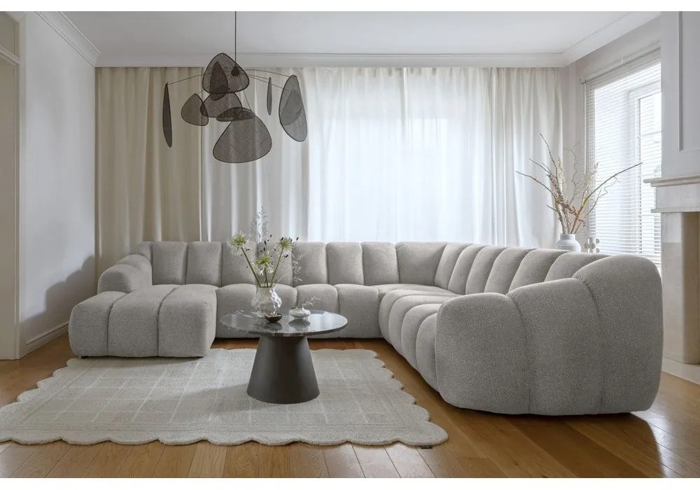 Divano angolare grigio chiaro (con penisola a destra/a U) Shell – Miuform