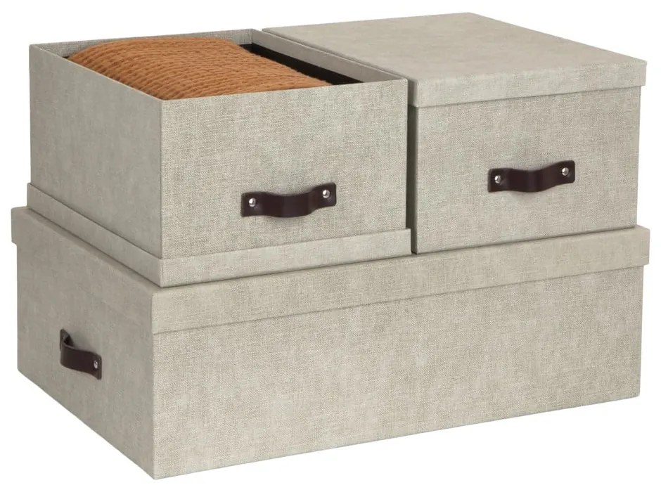 Set di 3 scatole portaoggetti beige Inge - Bigso Box of Sweden