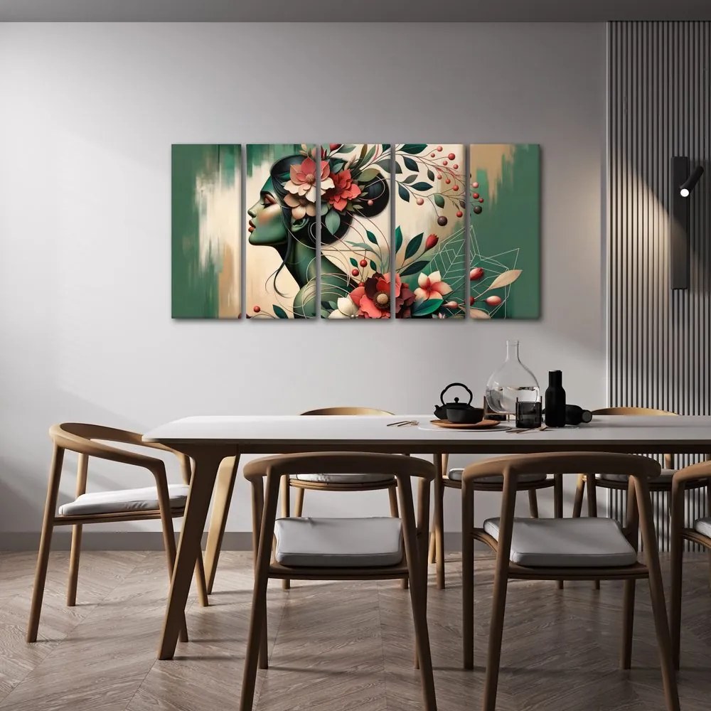 Quadri 5 pezzi – Ragazza con la natura