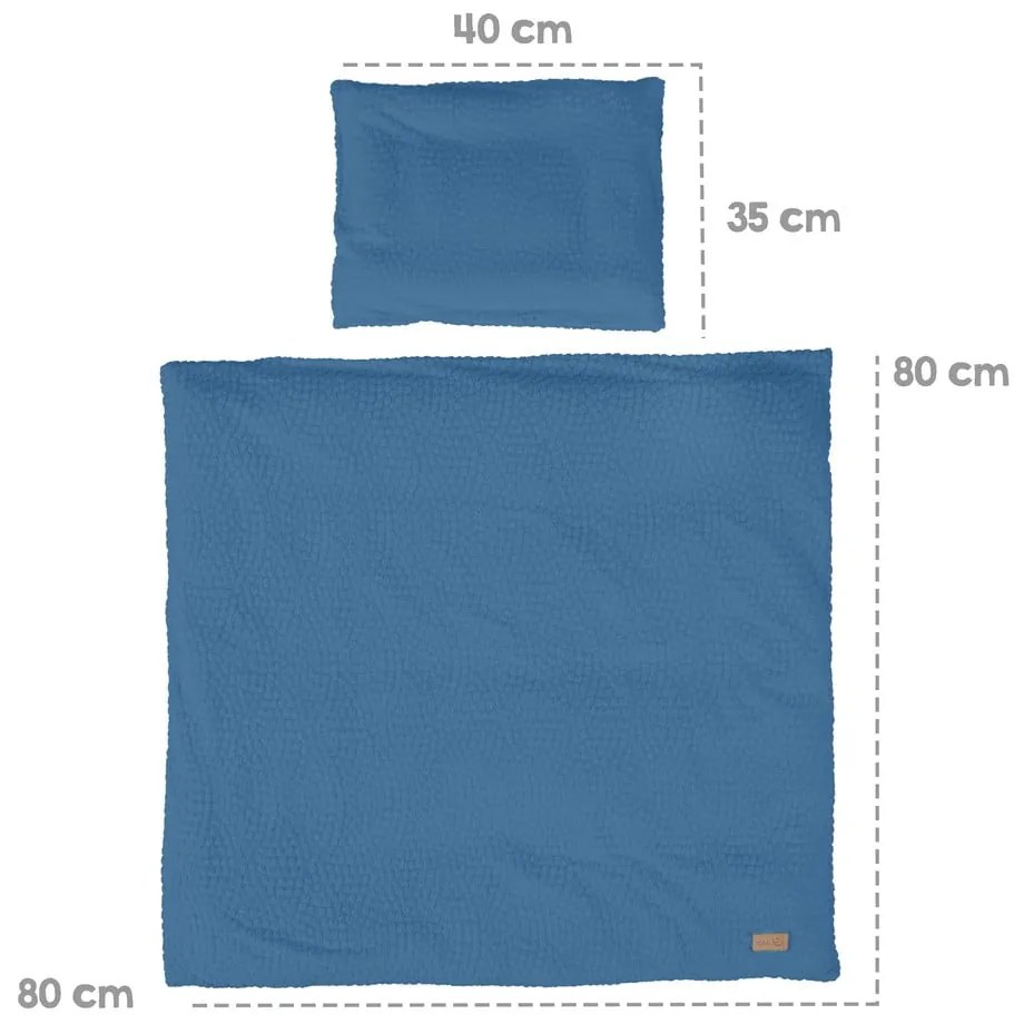 Set copripiumino e federa da bambini blu per culla 80x80 cm Seashells – Roba