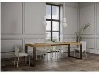 Tavolo da Pranzo Tecno Allungabile 90x180 Allungato 440 in Nobilitato e Ferro Colore: Quercia Naurale