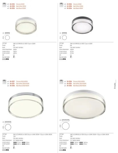 Redo 01-3733 - Plafoniera LED FRISBI LED/8W/230V IP44 nero